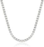 MAZZERI 3mm Round Cubic Zirconia Silver Tennis Necklace For Woman And Men - White Gold Plated Hypoallergenic Faux Diamond Chain Necklace, 16.0 Inches, Cubic Zirconia, Cubic Zirconia