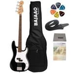 Fender Debut Series Precision Bass Guitar with Gig-Bag, Polishing Cloth, Strap, Picks & E-Book - Black