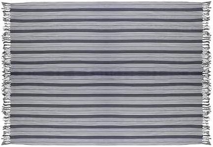 Etrexonline Fouta de Playa Extra Grande 210x240 cm con Flecos - Toalla Hammam Multifuncional, Secado Rápido, 60% Fibra, 40% Algodón, Ideal para Piscina, Camping, Viaje y Manta de Picnic - Azul Osculo