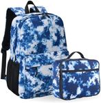 Fenrici Blue Tie Dye Kids' Backpack with Lunch Box Set for Boys and Girls, School Bag with Laptop Compartment and Insulated Lunch Bag, Camo, Tie Dye