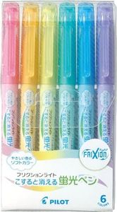 Erasable Highlighter Pen Light Soft Color,Hot Erasable Marker Pens,Chisel Tip Marker Pen with Rubber for Adults Kids Students School Office Stationary Supplies Gifts,6 Color