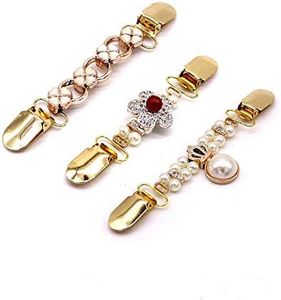 MJartoria 3PCS Dress Cinch Clips Set, Scarf Clip, Retro Cardigan Collar Clips, Shirt clip, Dresss Clips Back Cinch, Shawl Clip Sweater Clips, Coat Chain Clips for Women, Stainless Steel