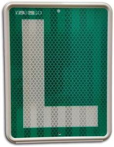 IberNorma Señal V13 Placa L Conductor Novel 100% Homologada con 2 ventosas +1 Extra Incluidas - PVC Reflectante