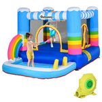 Outsunny Kids Bounce Castle Inflatable House with Trampoline Pool Climbing Wall with Inflator Carrybag, 2.8 x 1.7 x 1.55m