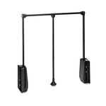 Emuca - Hang pull down wardrobe rail lift, adjustable width 32,6-45,27 inch (830-1150mm), Steel and Plastic, Black