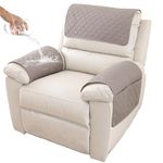 GYHH Sofa Armrest Cover, Headrest Cover for Recliner Chair Arm Cover,Armchair Slipcover Nonslip Quilted Furniture Protector for Pets Leather Sofa Couch (Light Gray,1 Seat Recliner | 3 pc)