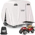 10L0L Universal 2-4 Passenger Golf Cart Cover for EZGO, Club Car and Yamaha, Waterproof Sunproof and Durable, Silver White