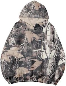 Lauweion Womens Oversized Camo Hoodie Maple Leaf Graphic Hooded Sweatshirt Fleece Camouflage Hoodie with Kangaroo Pockets