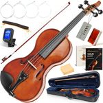 AKLOT Hourglass 4/4 Violin Set: Ergonomic Body, Solid Spruce Top Fiddle, Maple Back, Acoustic Beginner Violin with Hard Case, Lesson Book, Bow, Shoulder Rest, Tuner, Fretboard Stickers, Glossy Brown