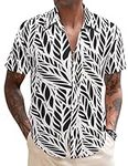 COOFANDY Men's Linen Tropical Button Down Print Shirt Summer Beach Shirt Hawaii Luna Shirt