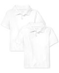 The Children's Place Baby Boys Toddler Uniform Pique Polo 2-Pack Shirt, White 2 Pack, 4 Years (Pack of 2)