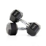 HEXA fitness Heavy Duty Solid Caste Iron and Rubber Coated Material Fixed Hex Dumbbells Set (Black, 7.5 kg X 2=15 kg)