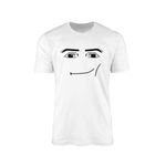 Roblox Face T-Shirt - Video Game Avatar Merchandise Gift Present Idea Christmas Gamer 100% Combed Cotton High-Density Extreme Comfort High Stitch Density (White, Small)