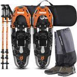 Odoland Lightweight Snowshoes Set 21/25/30 Inches for Men Women Youth Kids, Adjustable Ratchet Bindings Snowshoes with Trekking Poles, Waterproof Snow Leg Gaiters and Carrying Tote Bag,Size 25''