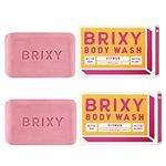BRIXY Body Wash Bar to Moisturize & Soften, All Skin Types Including Sensitive Skin, Sustainable, Vegan, Plastic Free (pack of 2, 4oz bars)