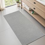 TCHDIO Chenille Bath Mat Super Absorbent Bathroom Mat Non Slip Rubber Backed Bath Mats for Bathroom Quick Dry Bathroom Rug Machine Washable Thin Bath Rug Fit Under Door, Shower, Bathtub,24"X 48"Grey