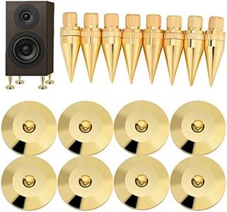 8 Pairs Copper Speaker Spike Isolation Stand+Base Pad Shockproof Feet Mat, Speaker Spike Pad Kit for Amplifier, CD DVD Player, Turntable Recorder