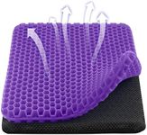 Gel Seat Cushion for Driving & Long Sitting - Chair Seat Cushion for Car, Office Chair, Wheelchair - Honeycomb Design (Absorbs Pressure) for Back, Hip Tailbone Pain Relief (Purple)