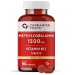 Carbamide Forte Vitamin B12 Tablets 1500 mcg -Active form of Methylcobalamin Vitamin B12 Supplements for Men & Women- 90 Veg Tablets