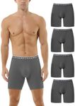 Hoerev Pack of 4,Men's Trunk Long Leg Underwear Comfortable and Breathable Boxers,Darkgrey,L