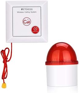 Retekess TH103 Sistema di Allarme, Suono e Luce del Sistema di Chiamata, IP54 Impermeabile Pulsante Chiamata Con SOS Corda di Tirare per Paziente Anziano, Personale Casa (1 Pulsante + 1 Ricevitore)
