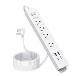 TROND 15ft Long Extension Cord with 2 USB C, ETL Listed, Ultra-Thin Flat Plug Power Bar Surge Protector, Slim Power Strip, 4 Outlets 4 USB Chargers, Wall Mount, Home Dorm Room Essentials for Christmas