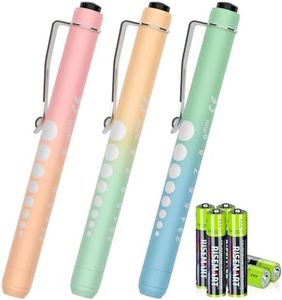 3 Pack Pen Lights for Nurses with 6 Batteries - Reusable Pen Light with Pupil Gauge and Ruler, Nurse Accessories for Work, Medical Penlights for Nursing Student Doctors EMT CNA (Pink+Yellow+Green)