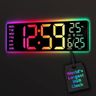 Digital Wall Clock 16.5" with Remote, 11 RGB Lights, Bluetooth Sync, Auto DST, Auto Dimmer, Dual Alarms, 12/24H, Temperature, Countdown, Night Light, Large Digital Clock, for Living Room, Gaming, Gym