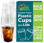 Inspire Home & Pantry Plastic Cups with Lids | BULK SAVINGS Smoothie Cup, Iced Coffee Cups with Lids | Crystal Clear Coffee Cups, Soda, Cups | 12 Oz Clear Cups With Lids To Go Cups With Lids