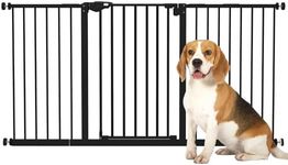 PawHut Dog Gate Stair Gate Pressure Fit Pets Barrier Auto Close for Doorway Hallway, 74-148cm Wide Adjustable, Black