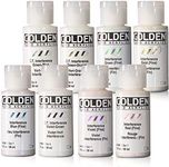 Golden Acrylics Fluid Interference Acrylics Set 8 Colors Interference Paint Blue, Gold, Green, Red, Violet (Fine), and Green-Blue, Green-Orange, Violet-Green, 1 oz multicolored