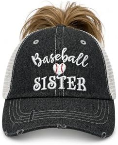 Cocomo Soul Womens Girls Baseball Sister Hat | Baseball Sister MESSSY BUN Top Opening Hat | Baseball Sister 229 Dark Grey