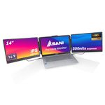 Asani 14" Portable Monitor - Full HD Tri-Screen Extender for Laptops, USB Type-C plus HDMI, Plug and Play, Compatible with 13"-17" Laptops, 1080P IPS Panel Display, 300nits Brightness, MacOS & Windows