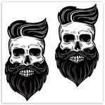 SkinoEu® 2 x Vinyl Self-Adhesive Stickers Skull Beard Modern Laptop iPad Car Window Auto Moto Motorcycle Helmet Bike Skate Truck Racing Tuning B 136