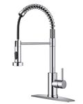 FORIOUS Chrome Kitchen Faucet with Pull Down Sprayer, Single Handle Pull Out Kitchen Sink Faucets, Commercial Modern Spring Stainless Steel Sink Faucets 1 Hole Or 3 Hole for Utility rv, Chrome