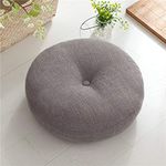 Round Seat Cushion Linen Cotton Japanese Tatami Cushion, Soft Thicken Chair Cushions for Patio Floor Sofa Throw Pillow Office Chair Cushion,Gray,50x50cm