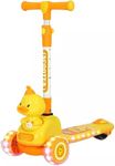 Magicwand® One Click Foldable Big Size 3 Wheel Height Adjustable Ducking Scooter for Kids with LED PU Wheels & Anti-Tangle Brake【Pack of 1】【Yellow】