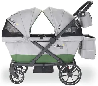Larktale Caravan Coupe Quad, Gray/Green - Compact Stroller/Wagon for Kids & Babies - Seats up to Four Passengers with 215 lbs. Total Weight Capacity - Dual Sun Canopies - 2024 Version