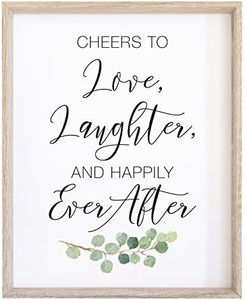 NOVIIML ve Wedding Sign | Watercolor Greenery with Eucalyptus Print on Thick Cardstock Paper | Love, Laughter, Happily Ever After NOT FRAMED | (1) 8x10 Bar Sign