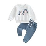 PanLidapan Newborn Toddler Baby Boy Fall Winter Outfit Clothes Big Little Brother Sweatshirt Jumper Trouser Brother Matching Tracksuit (Little Brother, 0-6 Months)