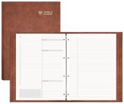 EMSHOI Undated Daily Planner A4 Meeting Notebook - 240 Pages To Do List Notepad, Ring Folder Hardcover Leather Journal for Work Business, Yearly Schedule, Habit Tracker, 21.6 x 28cm - Coffee