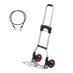 LEADALLWAY Dolly Cart Folding Hand Truck and Dolly,Steel Portable Cart with Telescoping Handle and Nylon+Rubber Wheels 220 lb Capacity