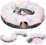 Pawaboo Cat Tunnel with Cat Bed, Spliceable Design, Cool Gradient, Fun Balls, Spacious 35.4in Diameter, Foldable and Lightweight