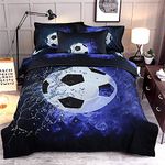 3 Pieces Football Sport Bedding Set with 2 Pillowcases Soccer Duvet Cover with Zipper Closure Soft Microfiber Quilt Cover Double Size 200x200 cm