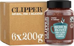 Clipper Fairtrade Medium Roast Organic Arabica Instant Coffee | 6 x 200g Jars | Bulk Buy for Home & Catering | Gourmet Coffee | Sustainable Fairtrade Coffee by Clipper Teas