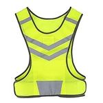 FILFEEL Reflective Safety Vest, High Visibility Adjustable Coat With Inside Pocket for Running Sports Security Equipment Night Workwear Tops(Fluorescent Yellow)