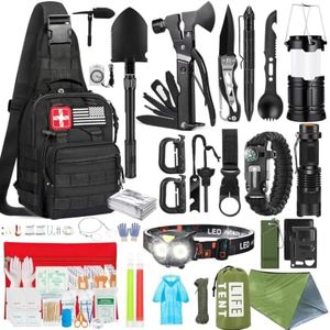 Survival Kit, 294 Pcs Survival Gear First Aid Kit with Molle System Compatible Bag and Emergency Tent, Emergency Kit for Earthquake, Outdoor Adventure, Hiking, Hunting, Gifts for Men Women