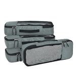 FATMUG Packing Cubes/Travel Pouch/Bagpack Suitcase Organiser/Set of 4 - Slim Size - Grey, Polyester