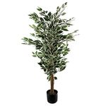 Leaf Artificial Ficus Tree/Plant, Mixed Materials, Variagated Tall Natural, 130cm