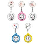 1-5 Pack Retractable Nurse Watch Clip On with Secondhand Stethoscope Lapel Fob Pocket Watch Doctor Nurse Watch Simple Silicone Cover for Women and Men